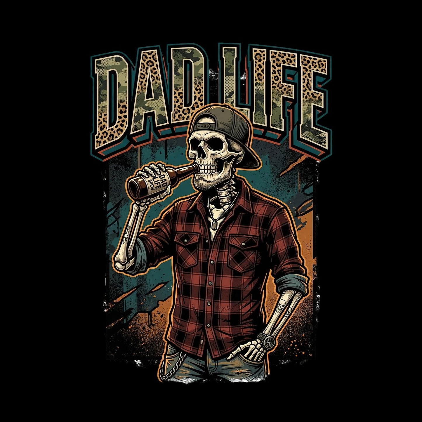 Dad Life Skeleton Drinking Beer T-Shirt | Graphic Tee | Father’s Day Shirt | Birthday