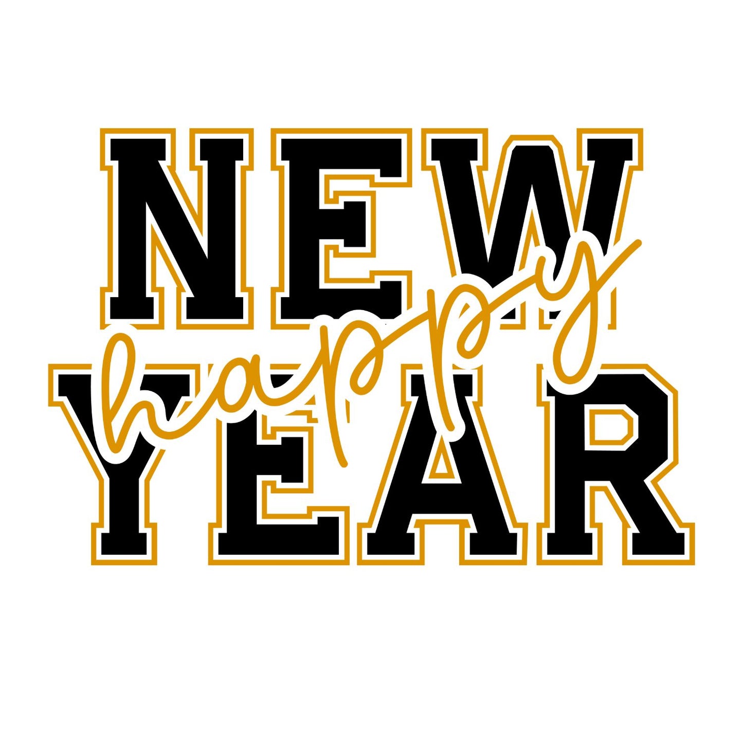 Happy New Years T-shirt | | Gold & Black | New Years Eve | New Years Day