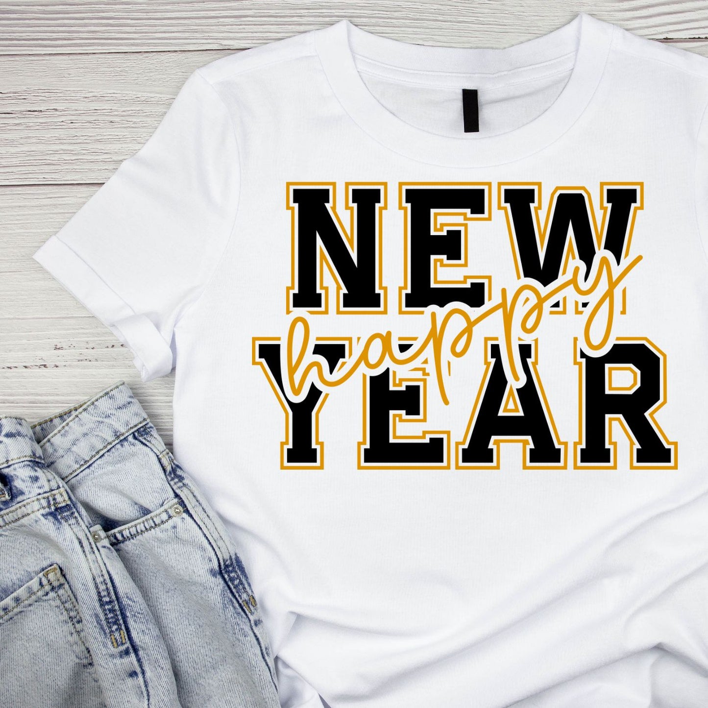 Happy New Years T-shirt | | Gold & Black | New Years Eve | New Years Day