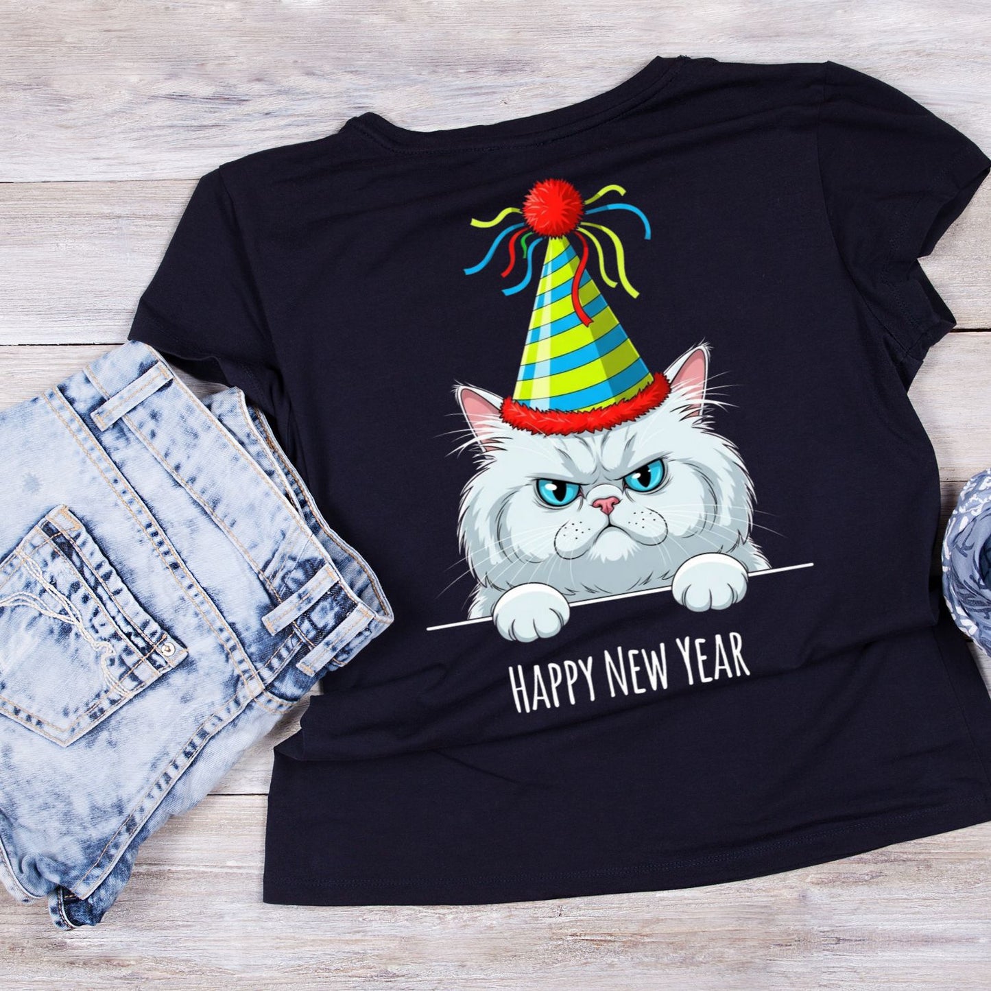 Happy New Year T-shirt | Grumpy Cat | New Years Eve | New Years Day | Funny Joke Sarcastic Tees | Party