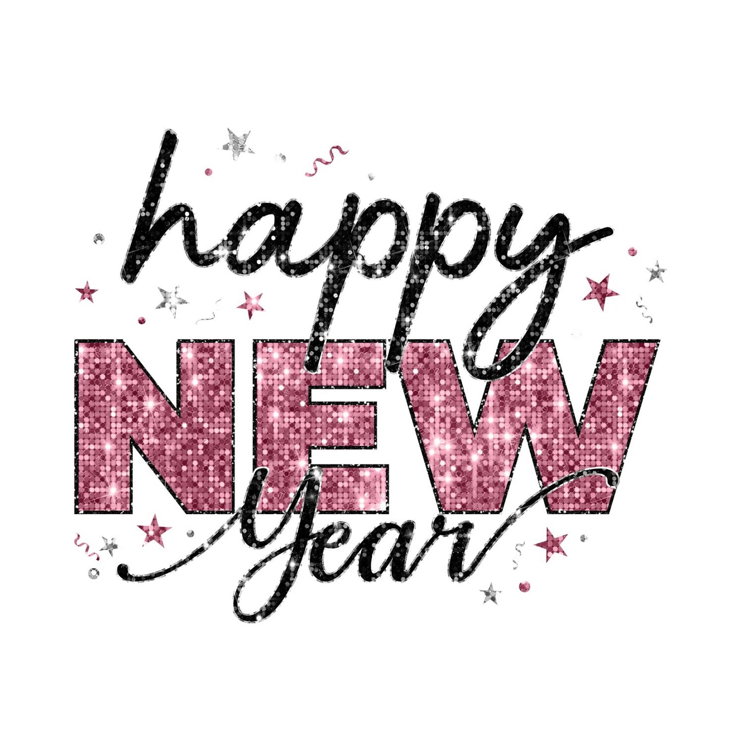 Happy New Year T-Shirt | New Years Eve | New Years Day | Tee | Glitter Pink