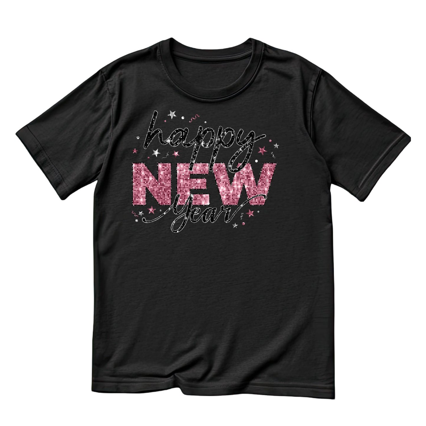 Happy New Year T-Shirt | New Years Eve | New Years Day | Tee | Glitter Pink