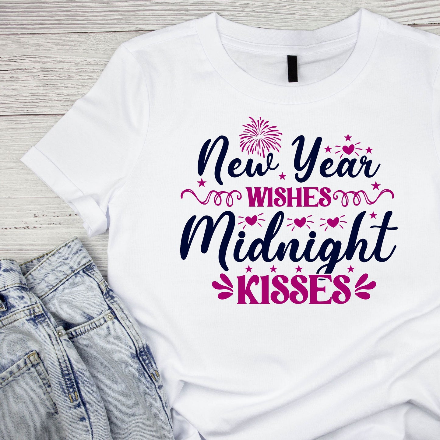 New Year Wishes Midnight Kisses T-shirt | New Years Eve | New Years Day |