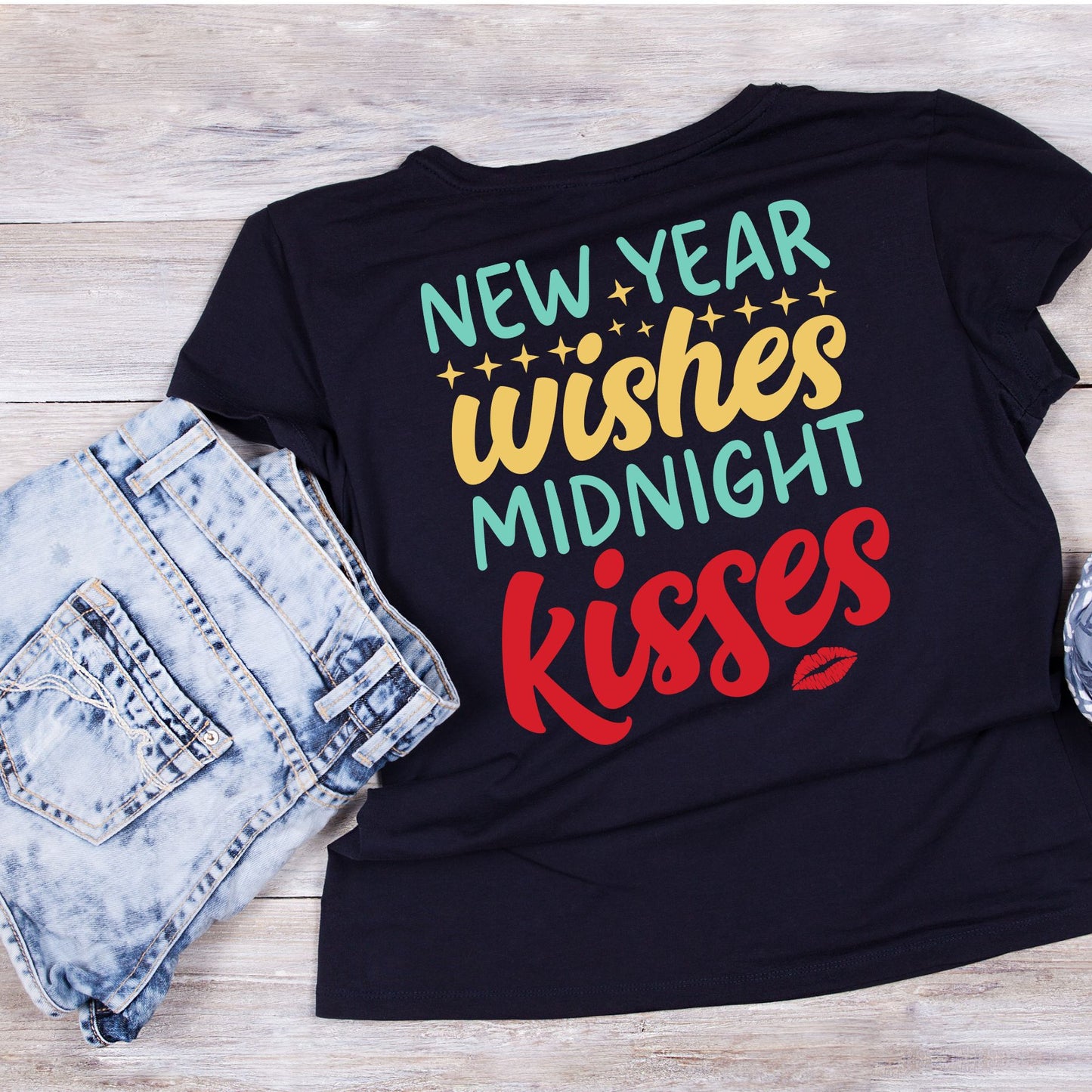 New Year Wishes Midnight Kisses T-shirt | New Years Eve | New Years Day |