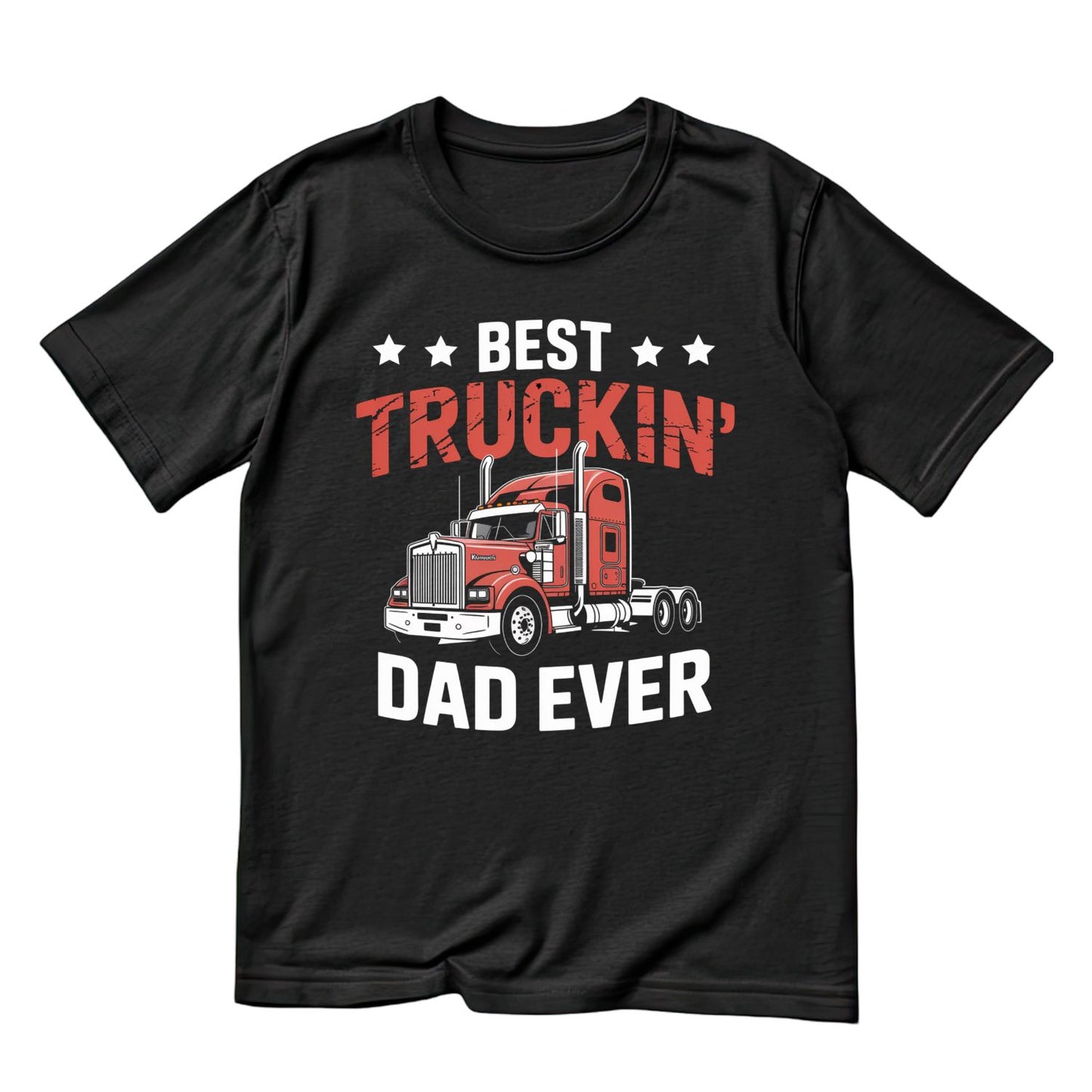Best Truckin’ Dad Ever Red Print T-shirt | Funny Graphic Tee | Printed Shirt | Father’s Day | Birthday