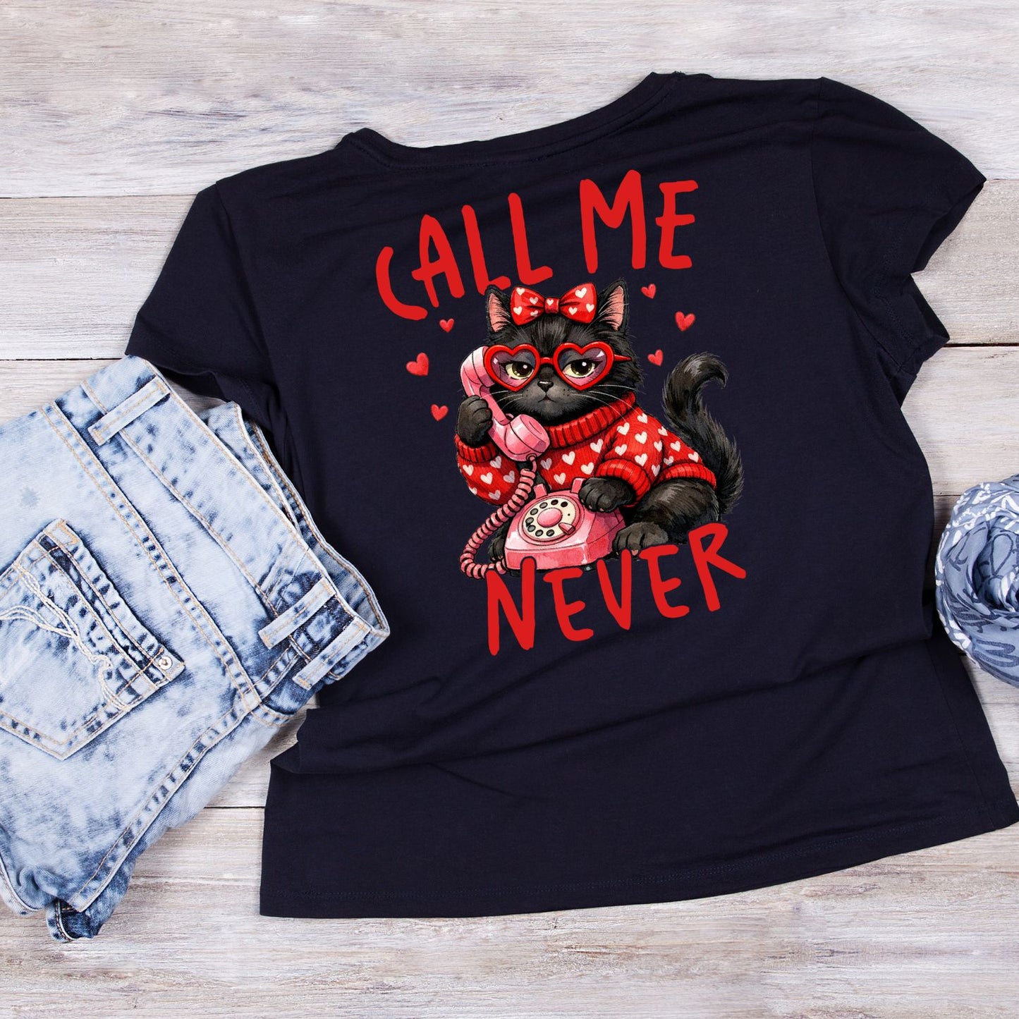 Call Me Never Cat T-Shirt| Kitty Kitten | Yarn Knitting Crochet