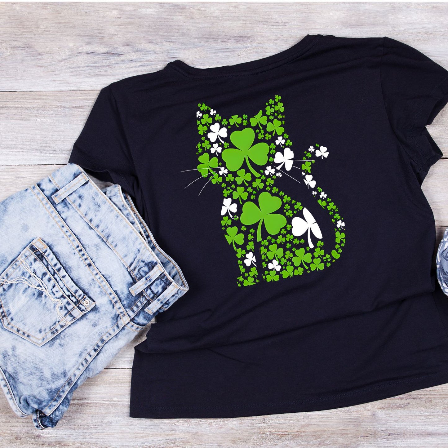 St Patrick’s Day Lucky Clover Cat T-Shirt