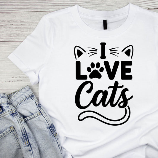I Love Cats T-Shirt| Cat Kitty Kitten |