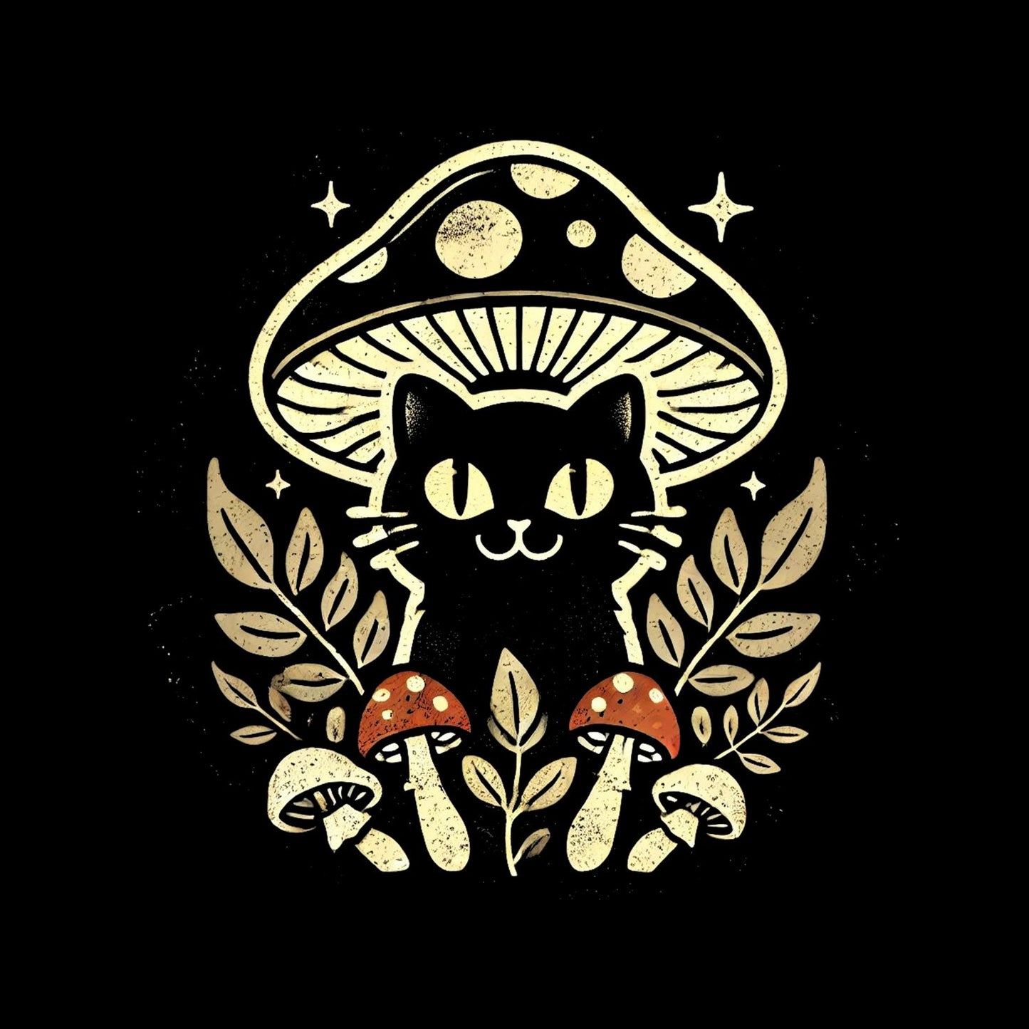 Mushroom Cat T-Shirt| Kitty Kitten | Nature