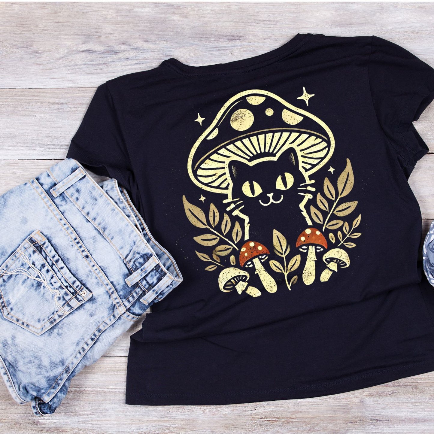 Mushroom Cat T-Shirt| Kitty Kitten | Nature
