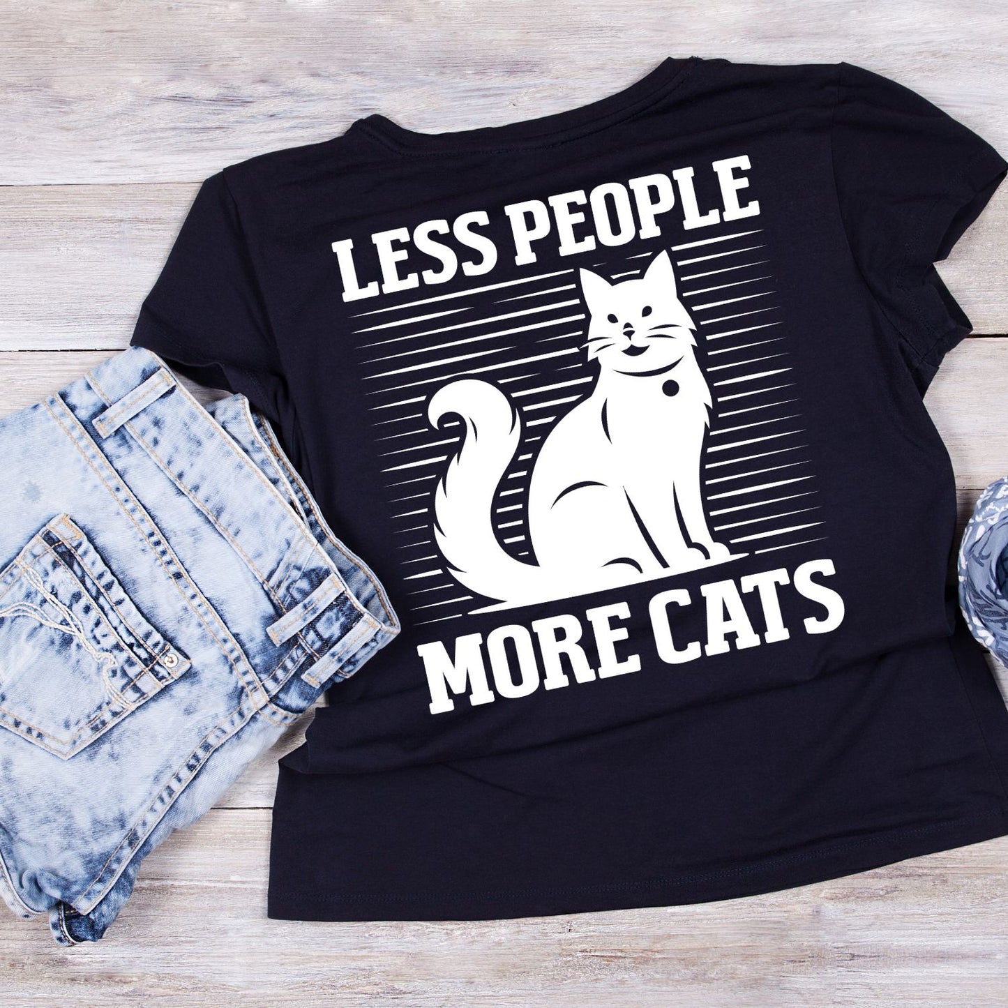Less People More Cats T-Shirt| Kitty Kitten | Joke Sarcastic Funny