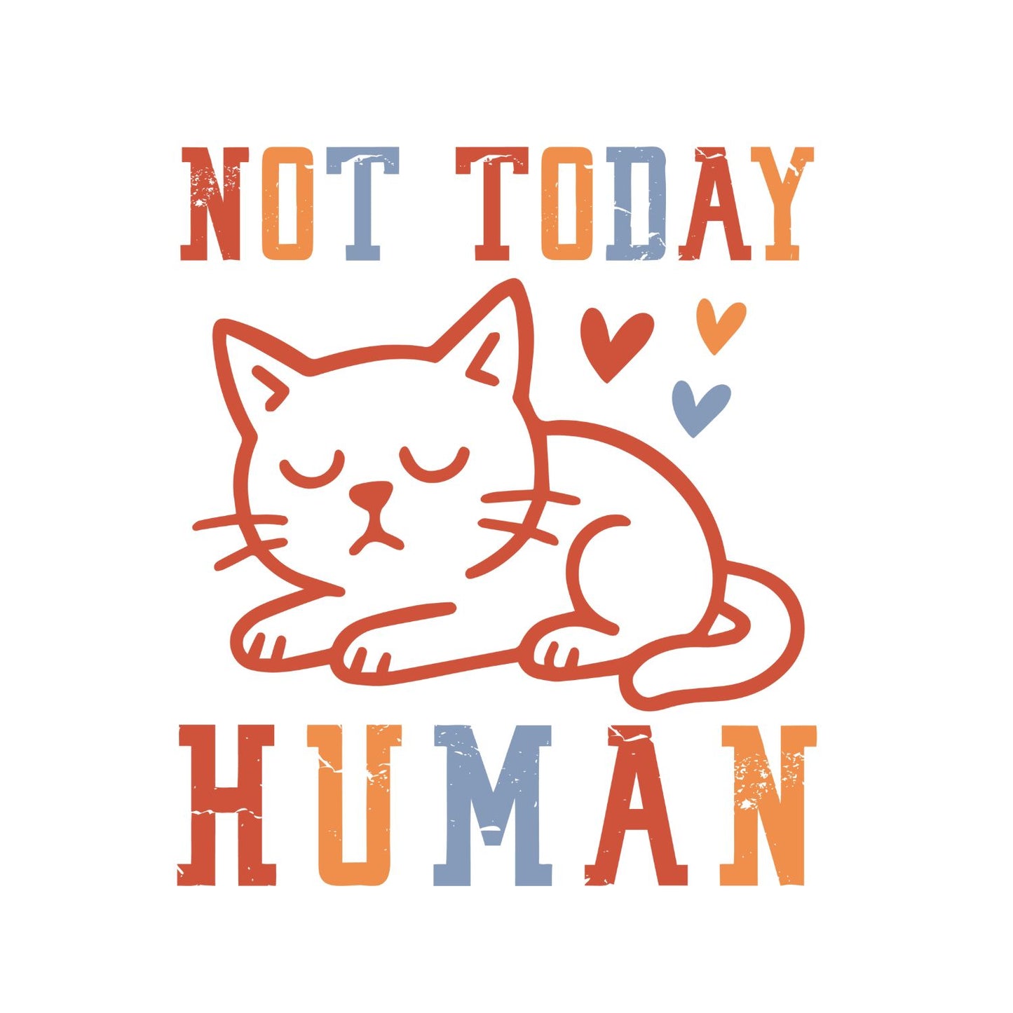 Not Today Human Cat T-Shirt| Cat Kitty Kitten | Joke Sarcastic Funny