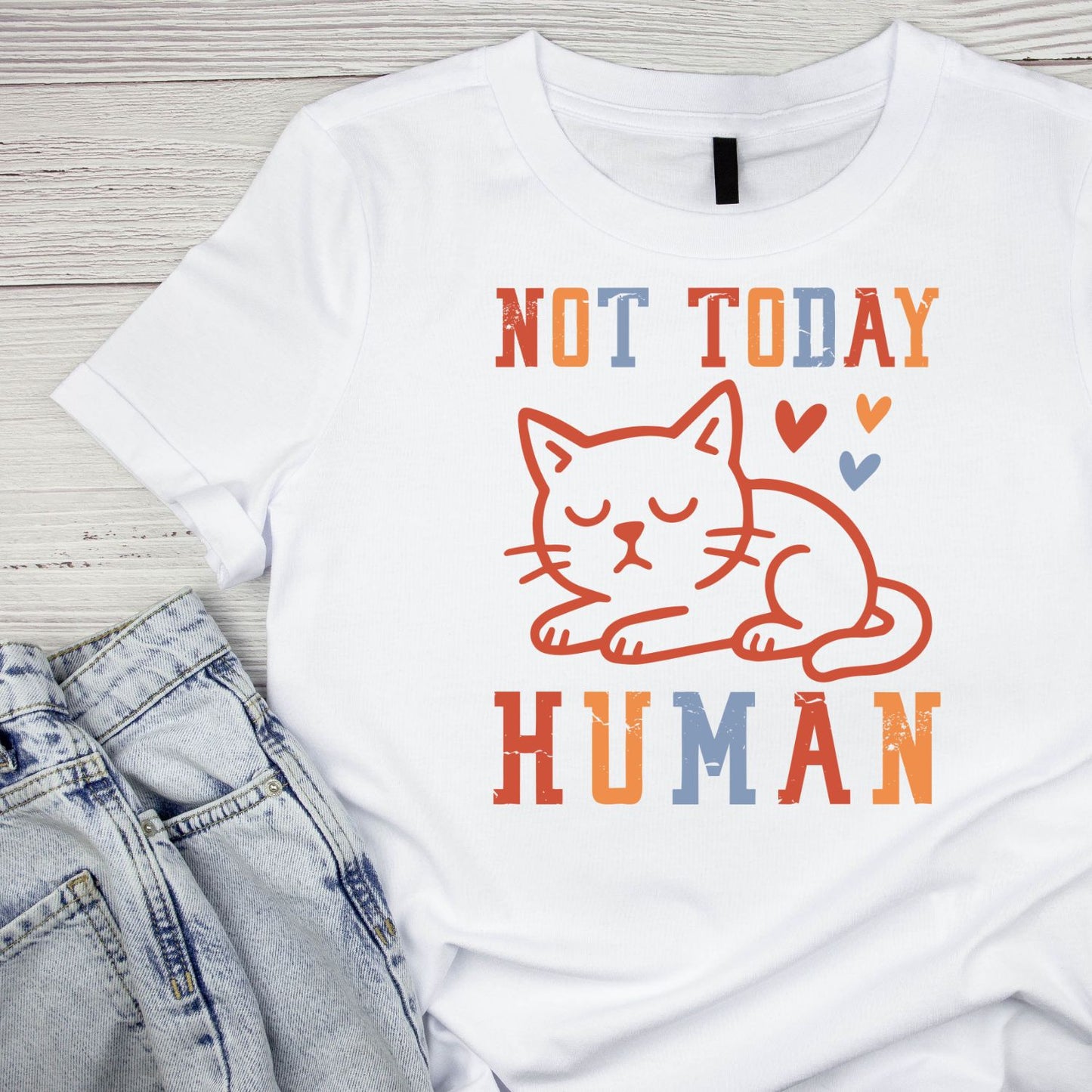 Not Today Human Cat T-Shirt| Cat Kitty Kitten | Joke Sarcastic Funny
