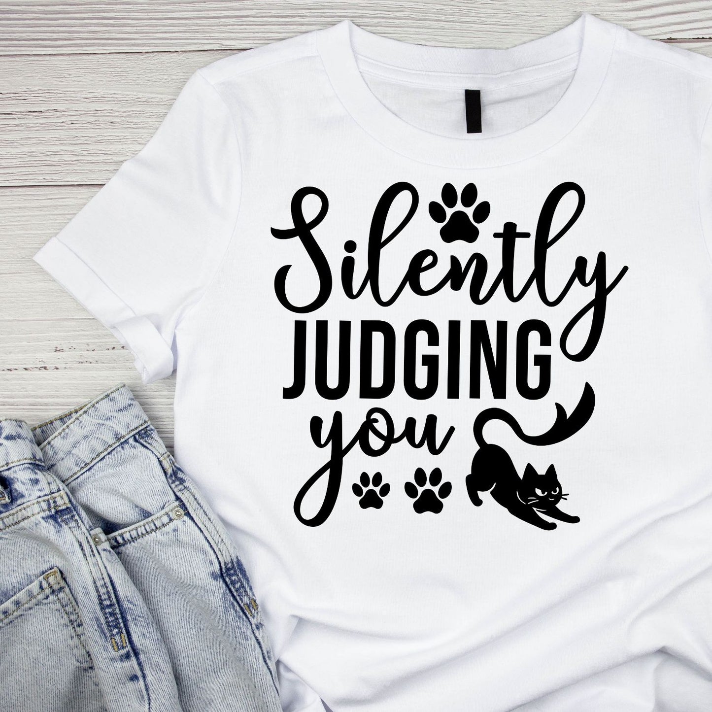 Silently Judging You Cats T-Shirt| Cat Kitty Kitten | Joke Sarcastic Funny
