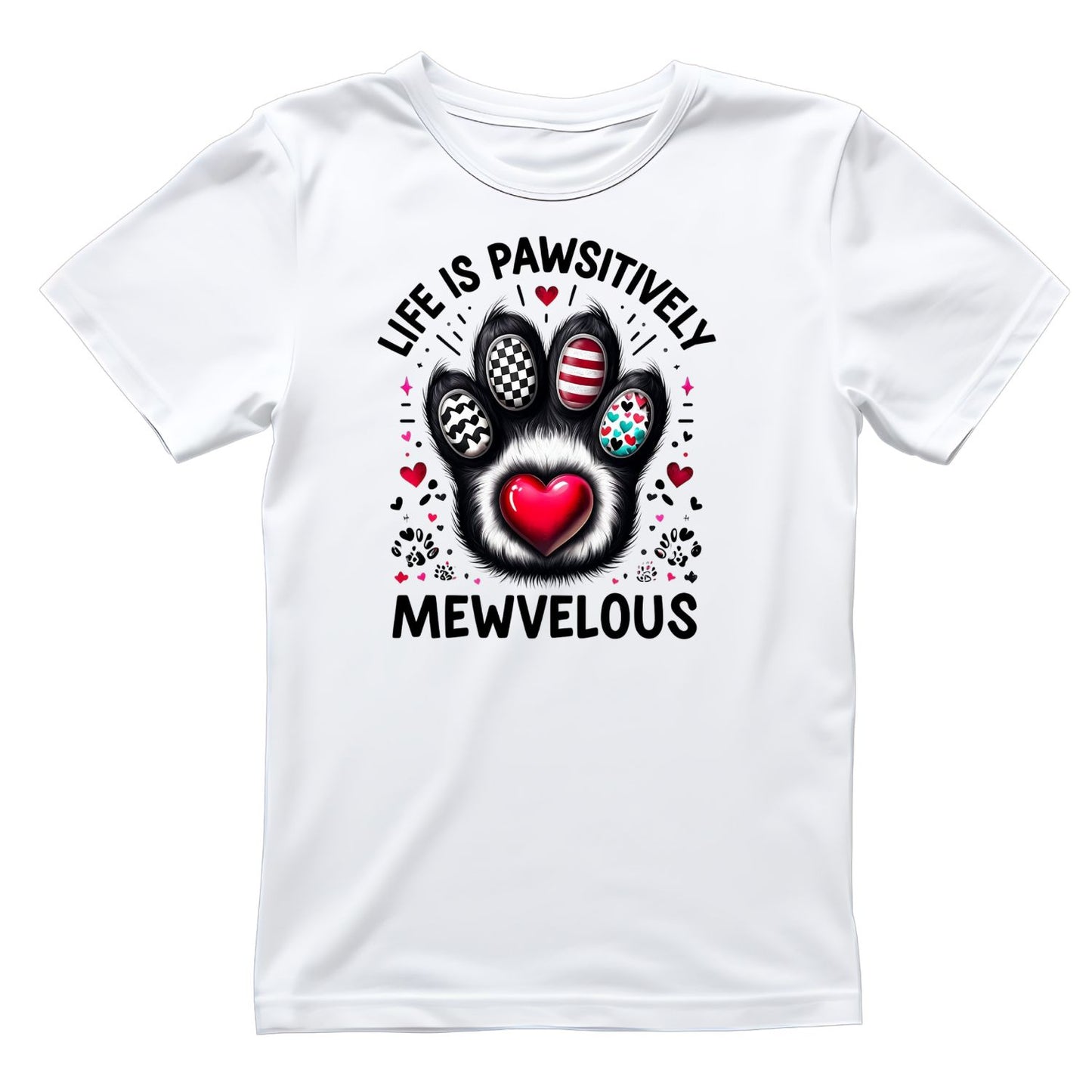 Life Is Pawsitively Mewvelous Cat T-Shirt| Cat Kitty Kitten | Joke Sarcastic Funny