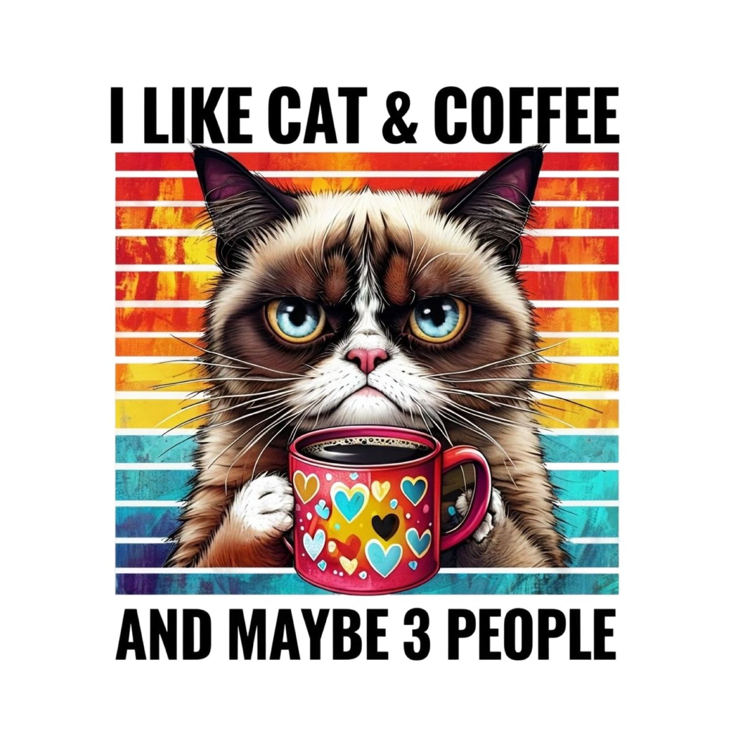 I Like Cat & Coffee And Maybe 3 People T-Shirt| Cat Kitty Kitten | Joke Sarcastic Funny