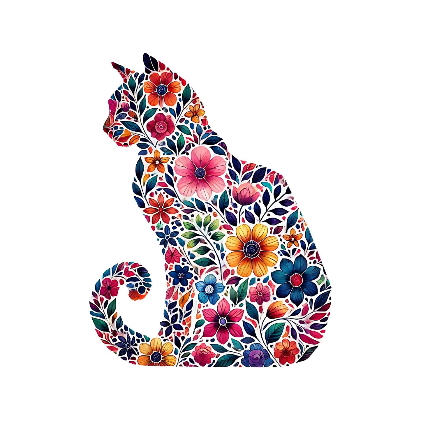 Floral Flowers Cat T-Shirt| Cat Kitty Kitten | Joke Sarcastic Funny