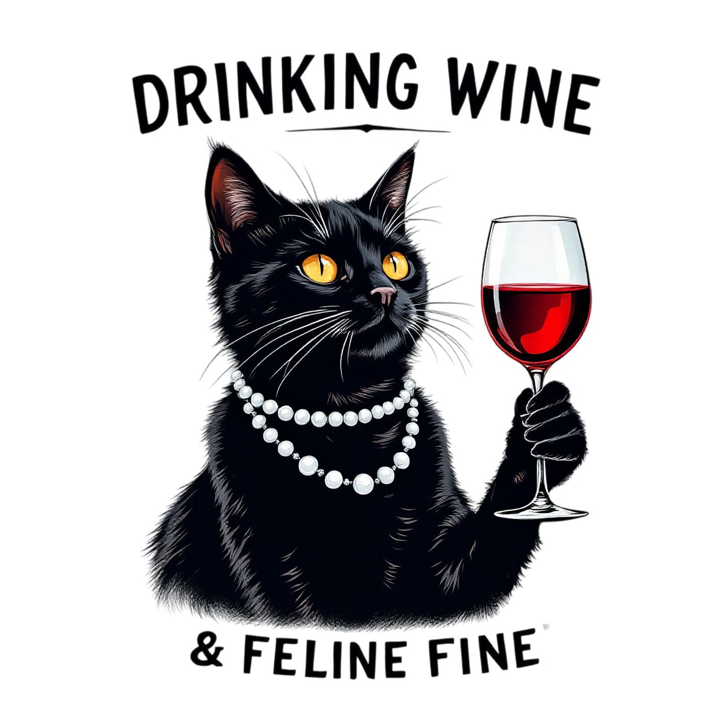 Drinking Wine & Feline Wine T-Shirt| Cat Kitty Kitten | Mother’s Day