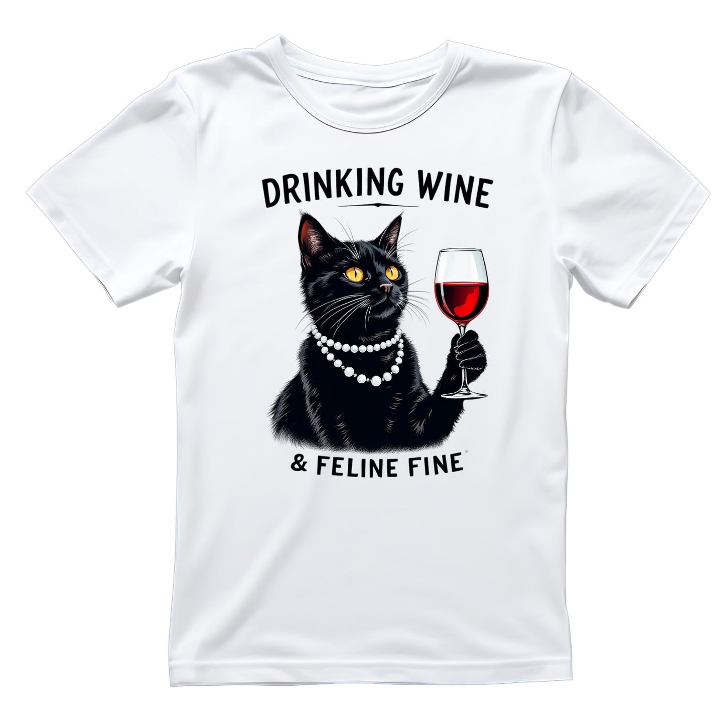 Drinking Wine & Feline Wine T-Shirt| Cat Kitty Kitten | Mother’s Day