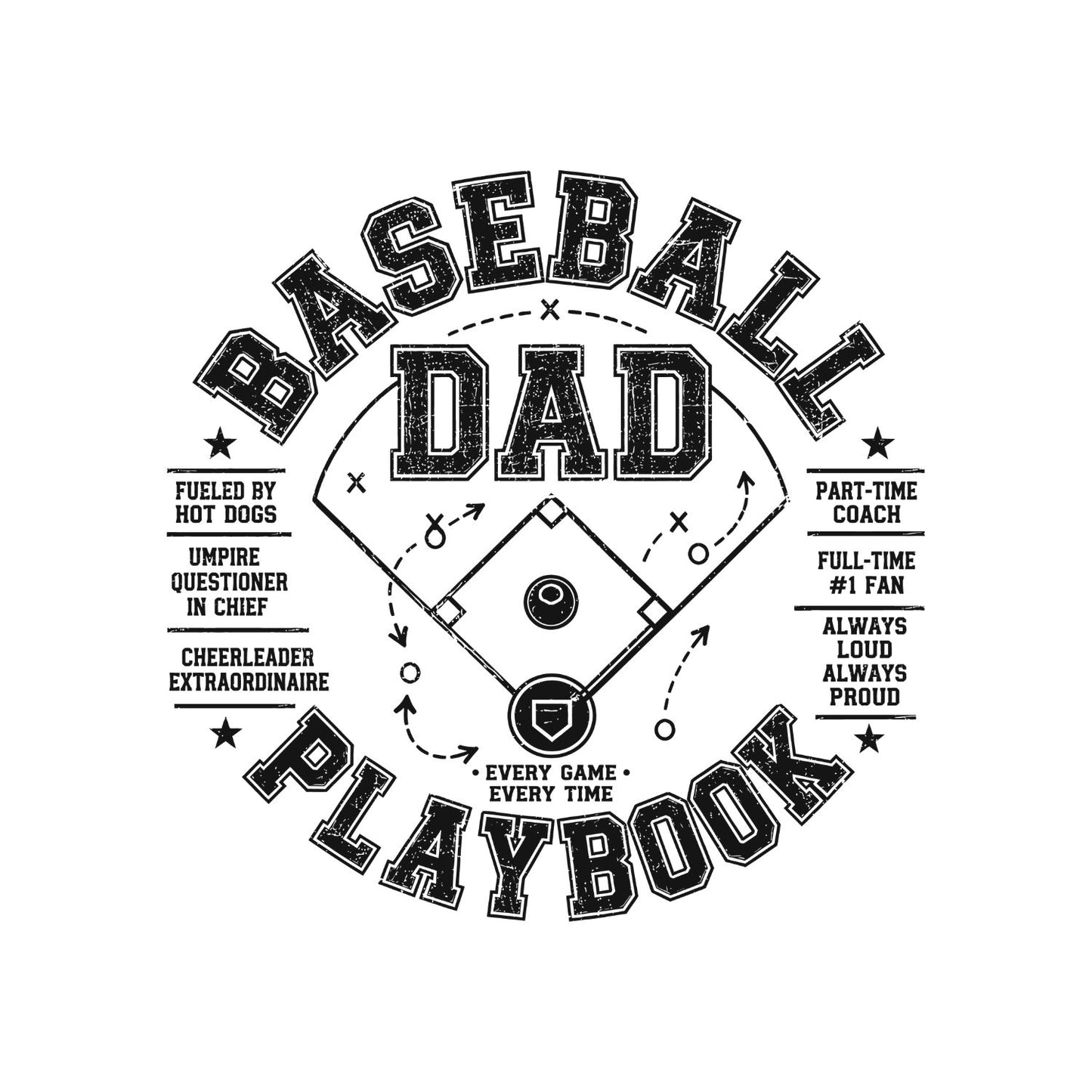 Baseball Dad Playbook T-shirt | Sports Graphic Tee | Printed Shirt | Father’s Day | Birthday