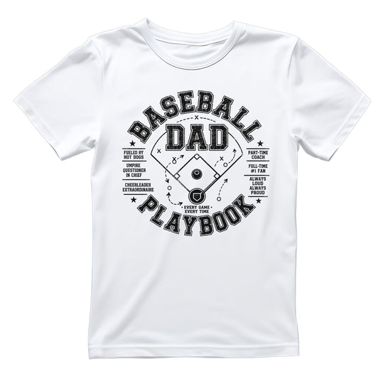 Baseball Dad Playbook T-shirt | Sports Graphic Tee | Printed Shirt | Father’s Day | Birthday