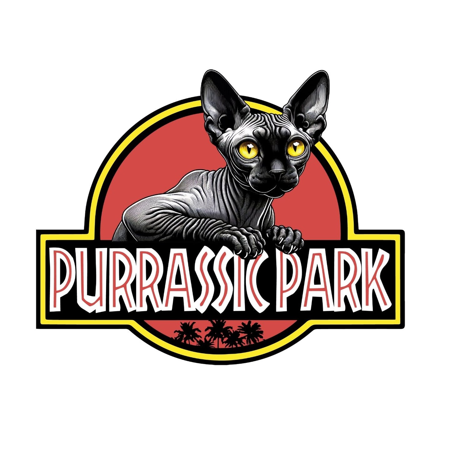 Purrasic Park Sphynx Cat T-Shirt| Cat Kitty Kitten |