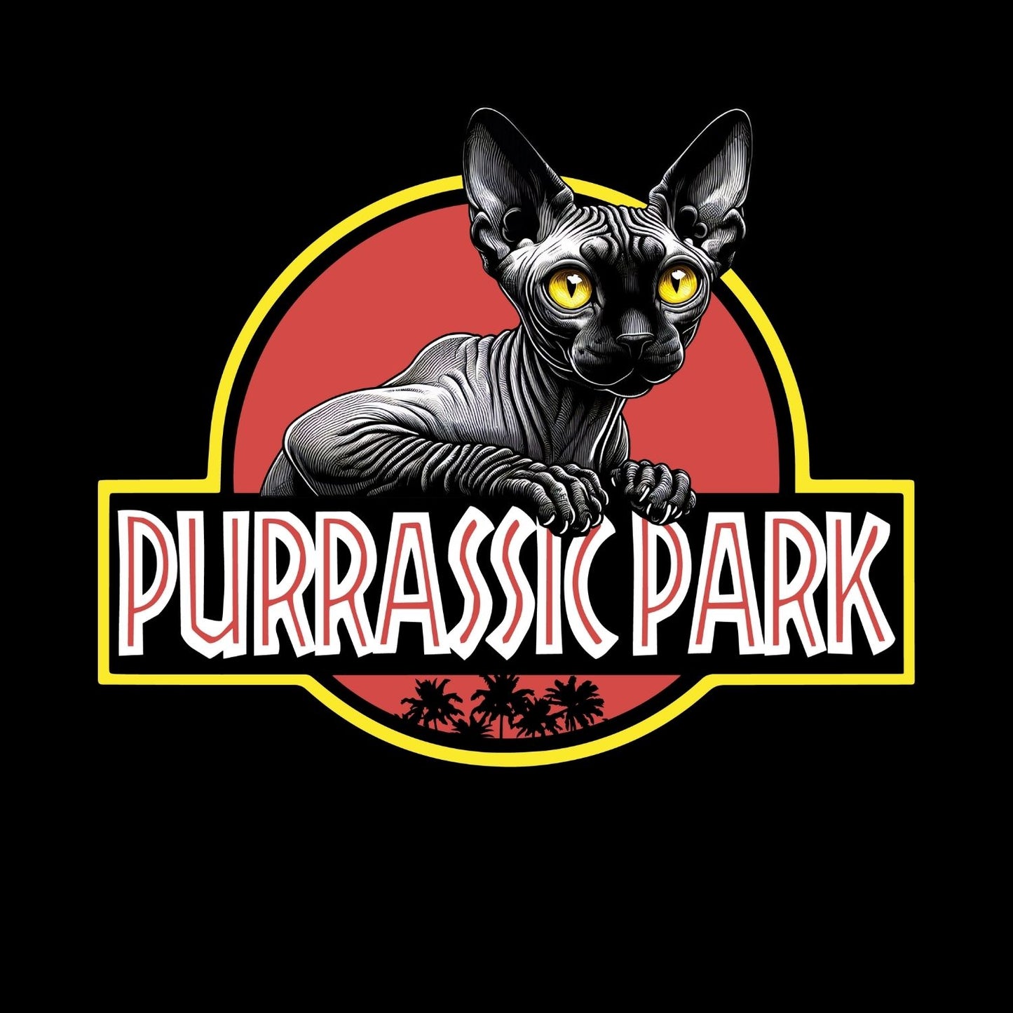 Purrasic Park Sphynx Cat T-Shirt| Cat Kitty Kitten |