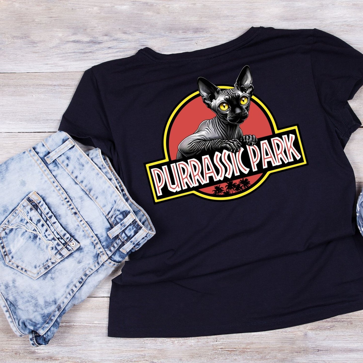 Purrasic Park Sphynx Cat T-Shirt| Cat Kitty Kitten |