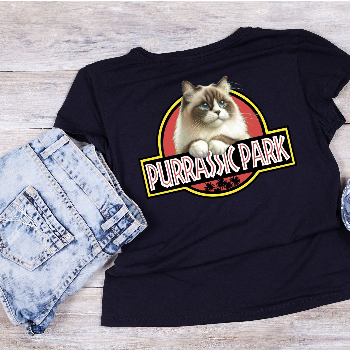 Purrasic Park Ragdoll Cat T-Shirt| Cat Kitty Kitten |