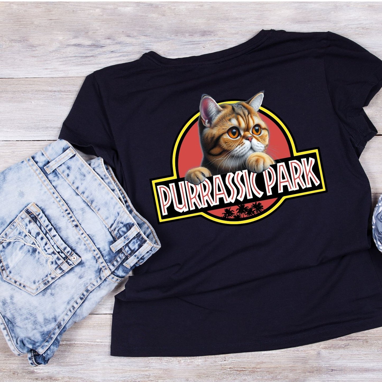 Purrasic Park Exotic Shorthair Cat T-Shirt| Cat Kitty Kitten |