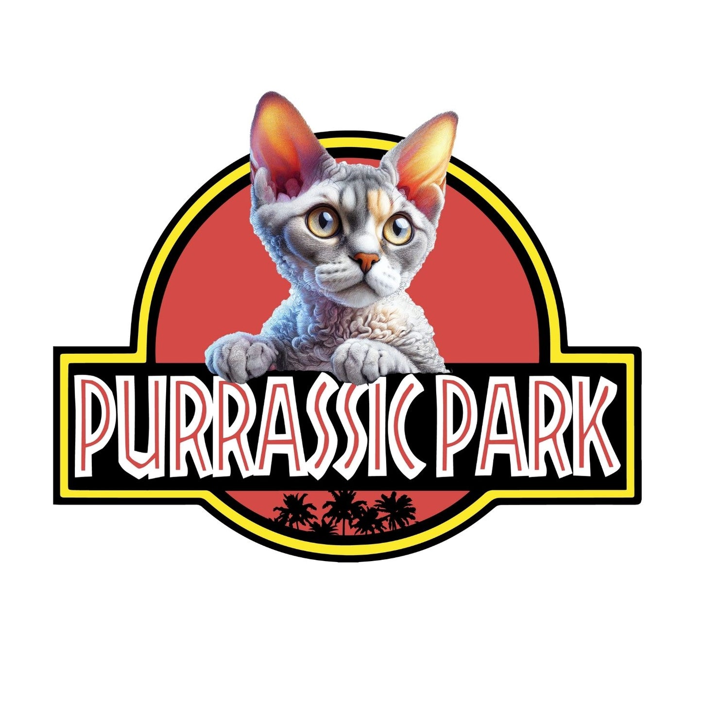 Purrasic Park Devon Rex Cat T-Shirt| Cat Kitty Kitten |