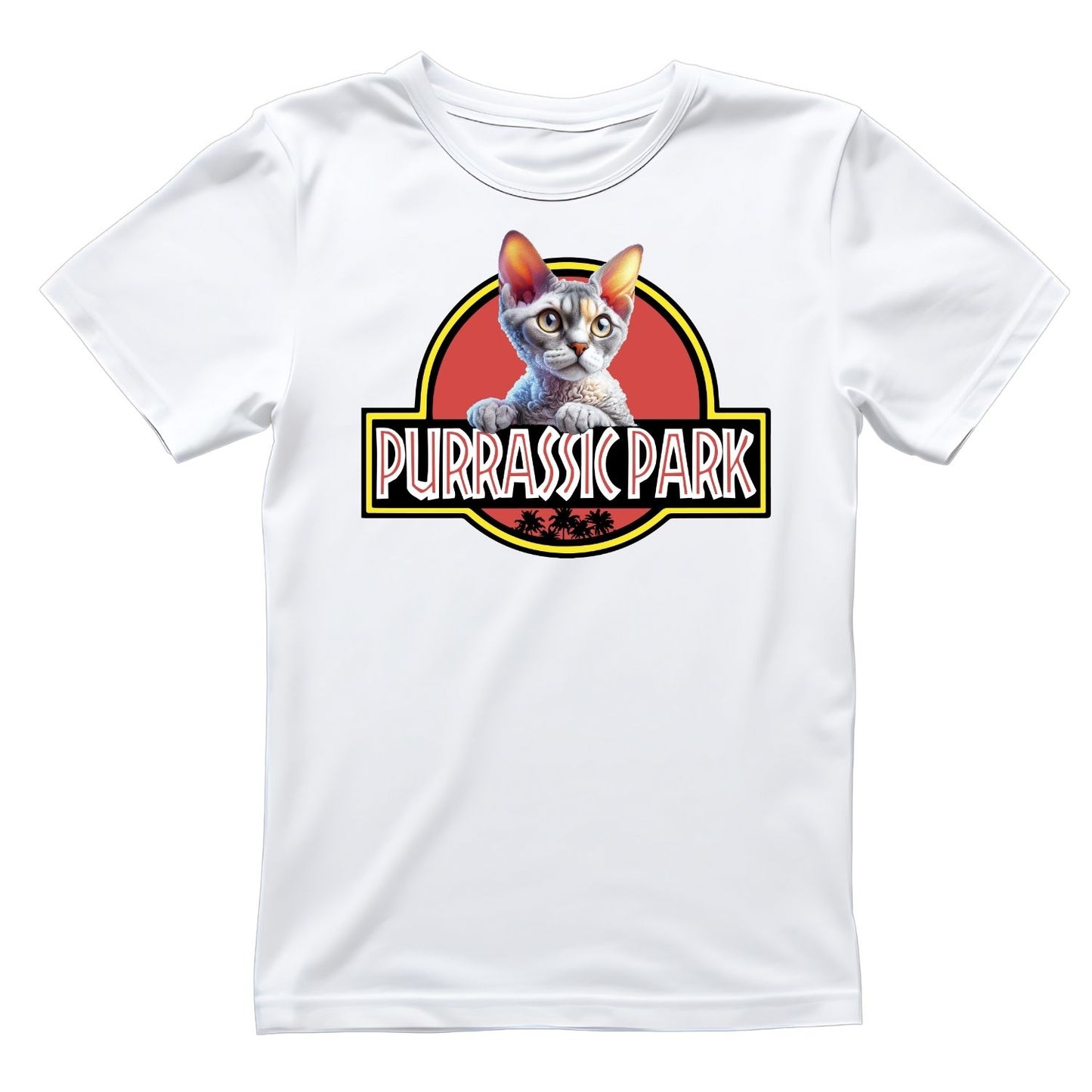Purrasic Park Devon Rex Cat T-Shirt| Cat Kitty Kitten |