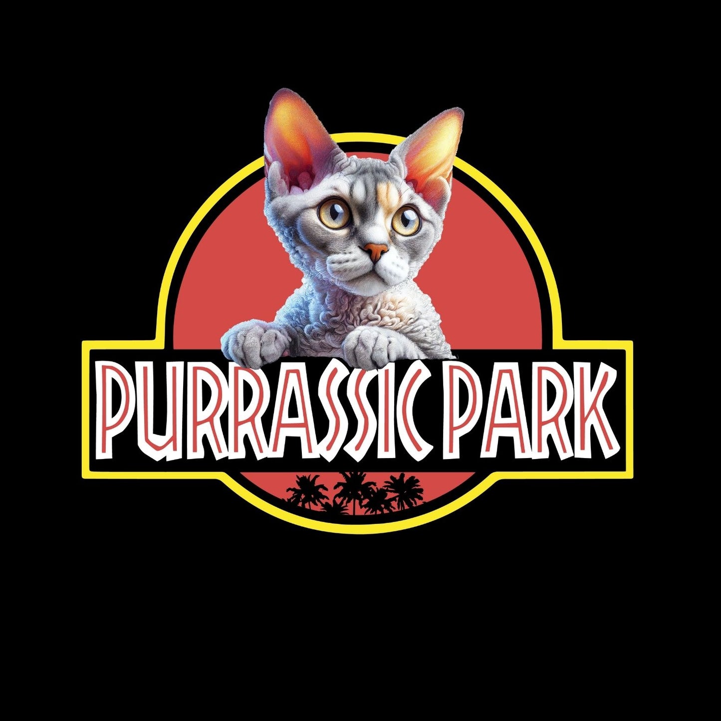 Purrasic Park Devon Rex Cat T-Shirt| Cat Kitty Kitten |