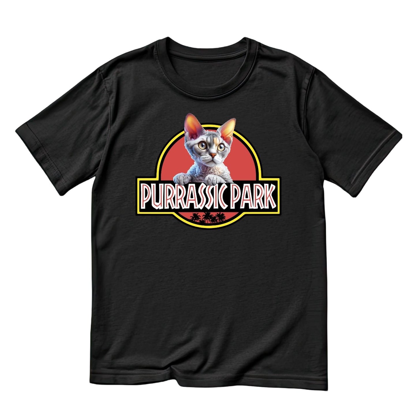 Purrasic Park Devon Rex Cat T-Shirt| Cat Kitty Kitten |
