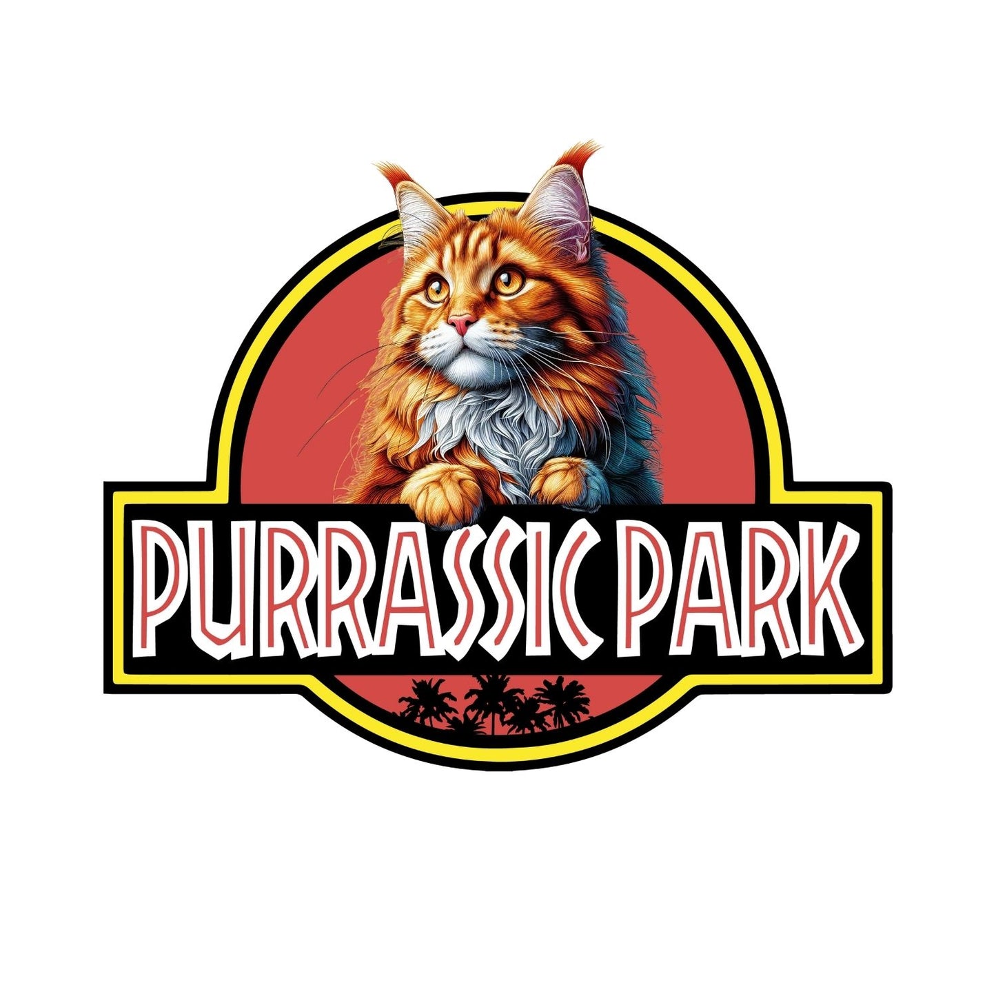 Purrasic Park Main Coon Cat T-Shirt| Cat Kitty Kitten |