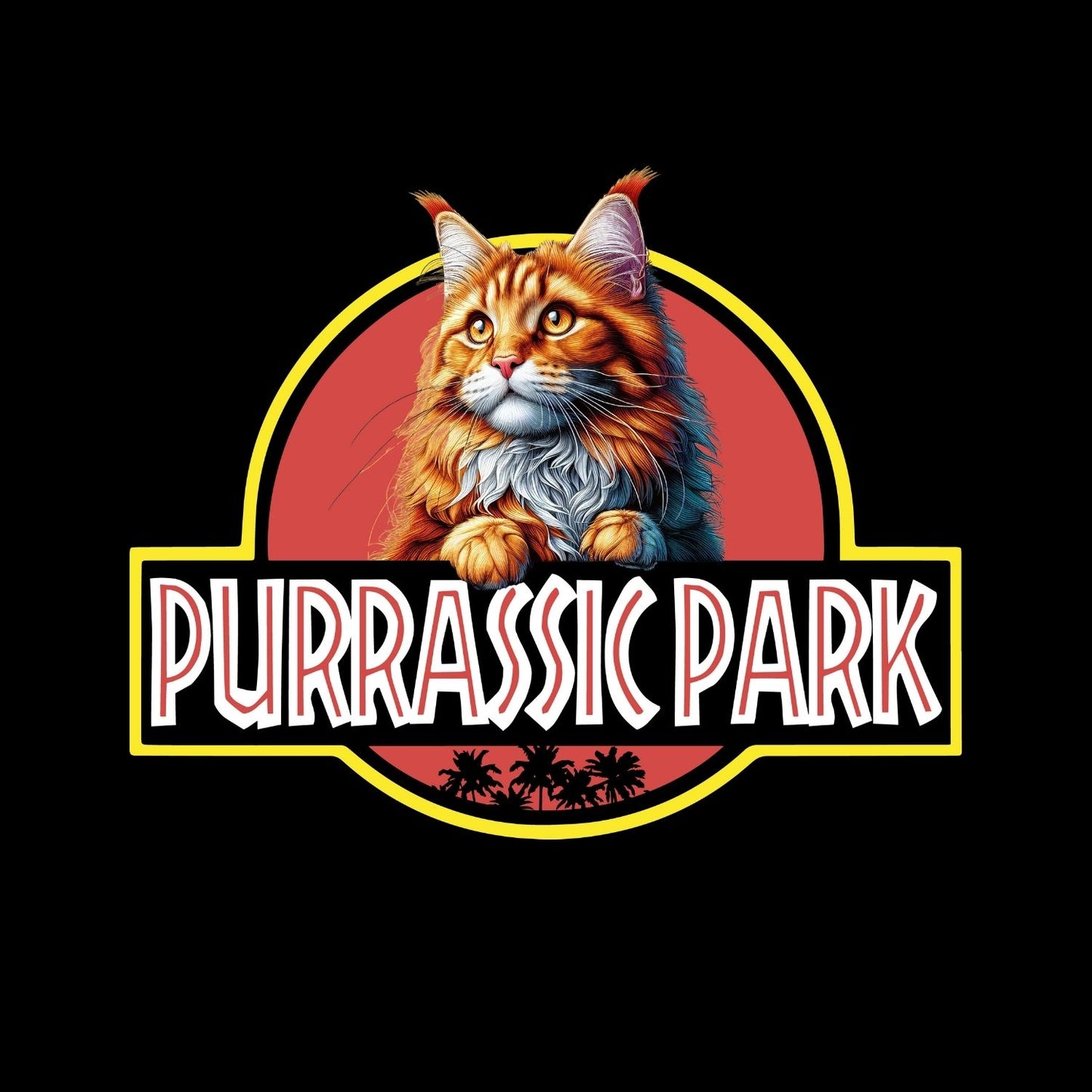 Purrasic Park Main Coon Cat T-Shirt| Cat Kitty Kitten |