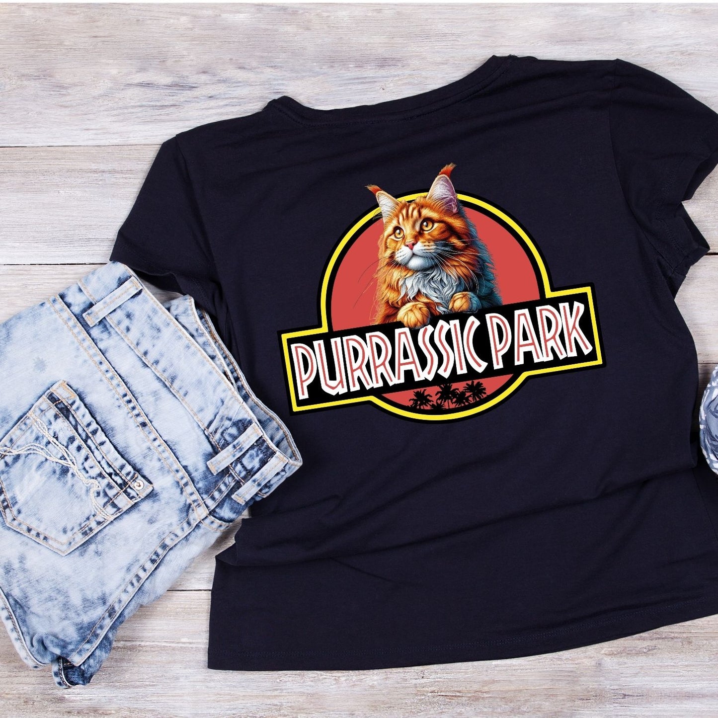 Purrasic Park Main Coon Cat T-Shirt| Cat Kitty Kitten |