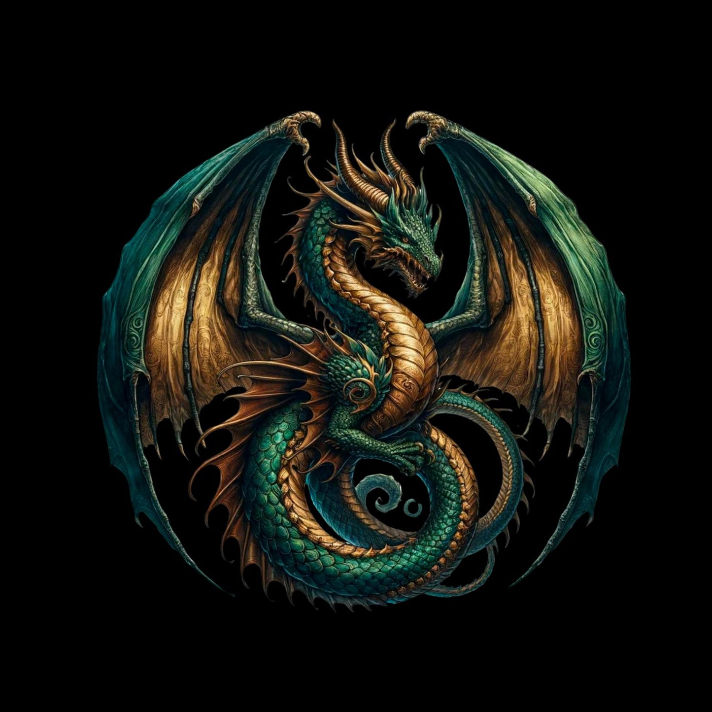 Green Gold Dragon T-Shirt| Fantasy |