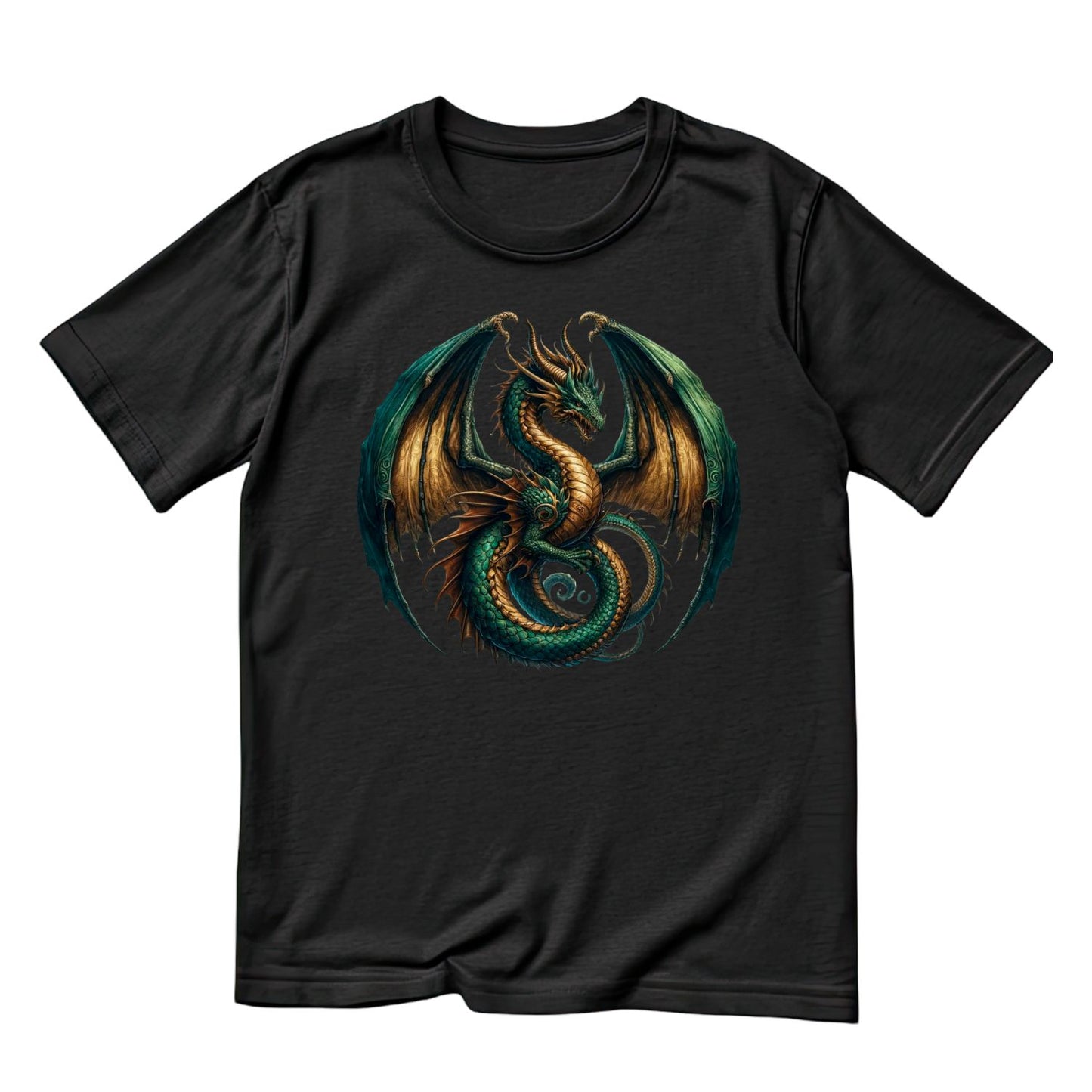 Green Gold Dragon T-Shirt| Fantasy |