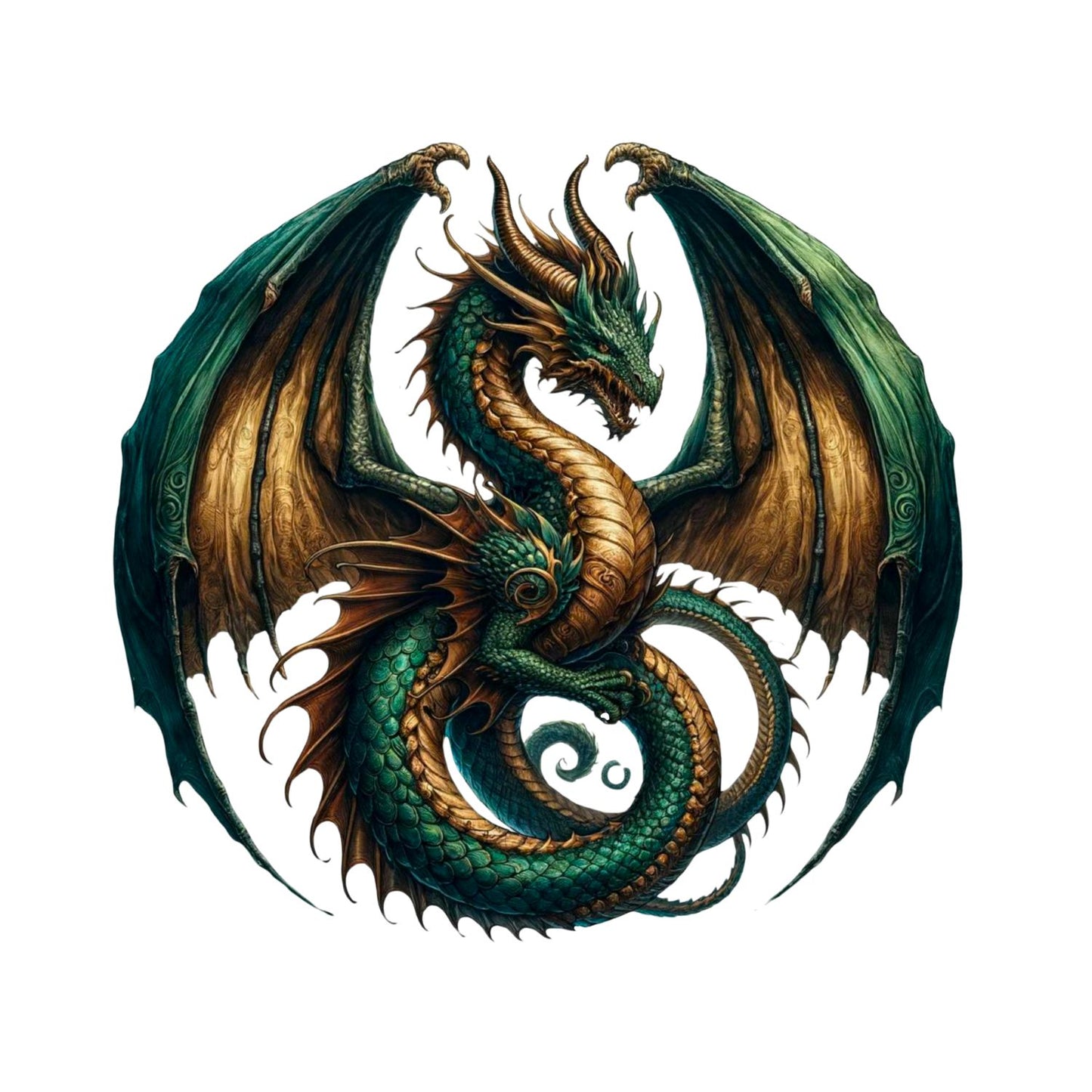 Green Gold Dragon T-Shirt| Fantasy |