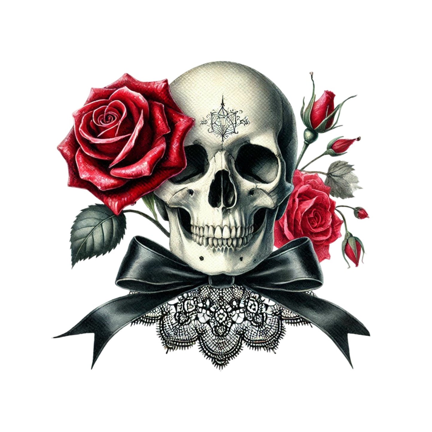 Lacebound Bones T-Shirt| Skull Roses Lace Black Ribbon | Gothic | Dark Valentine