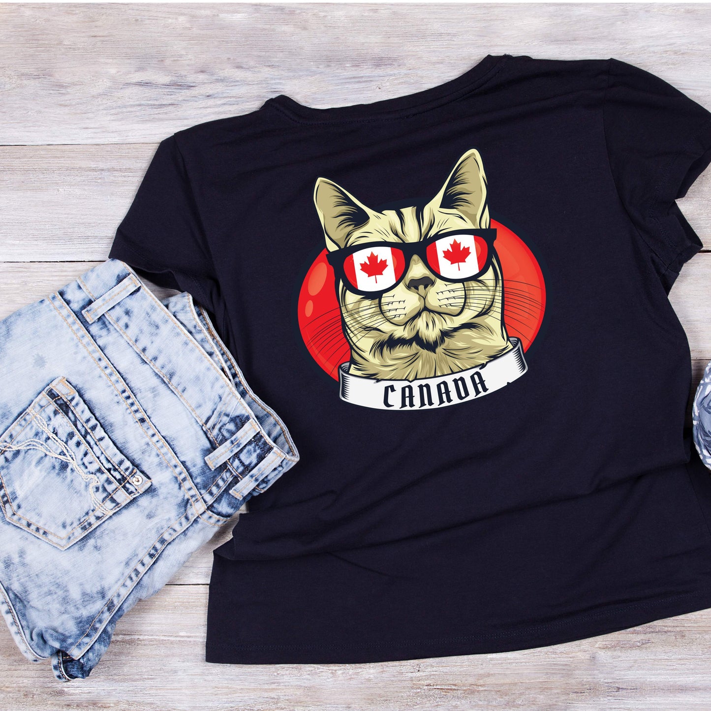 Happy Canada Day Cat Wearing Sunglasses T-Shirt | Graphic Tee | July 1st Shirt