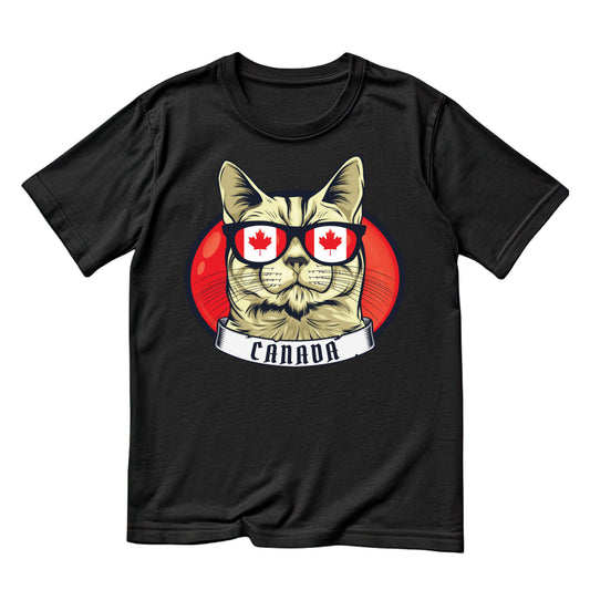 Happy Canada Day Cat Wearing Sunglasses T-Shirt | Graphic Tee | July 1st Shirt