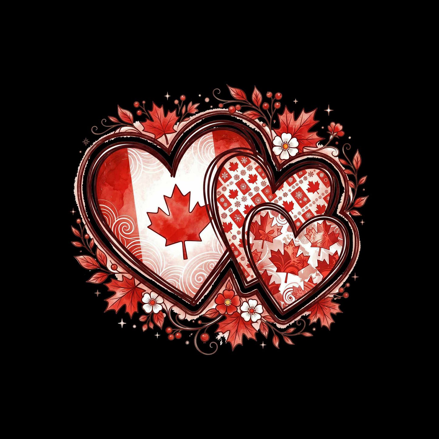 Canada Hearts Maple Leaves T-Shirt | Graphic Tee | July 1st Shirt
