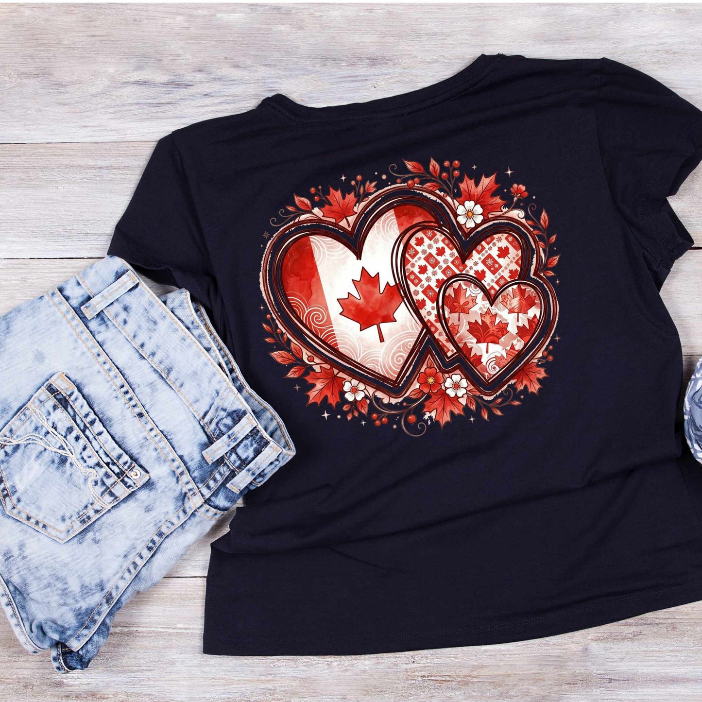 Canada Hearts Maple Leaves T-Shirt | Graphic Tee | July 1st Shirt