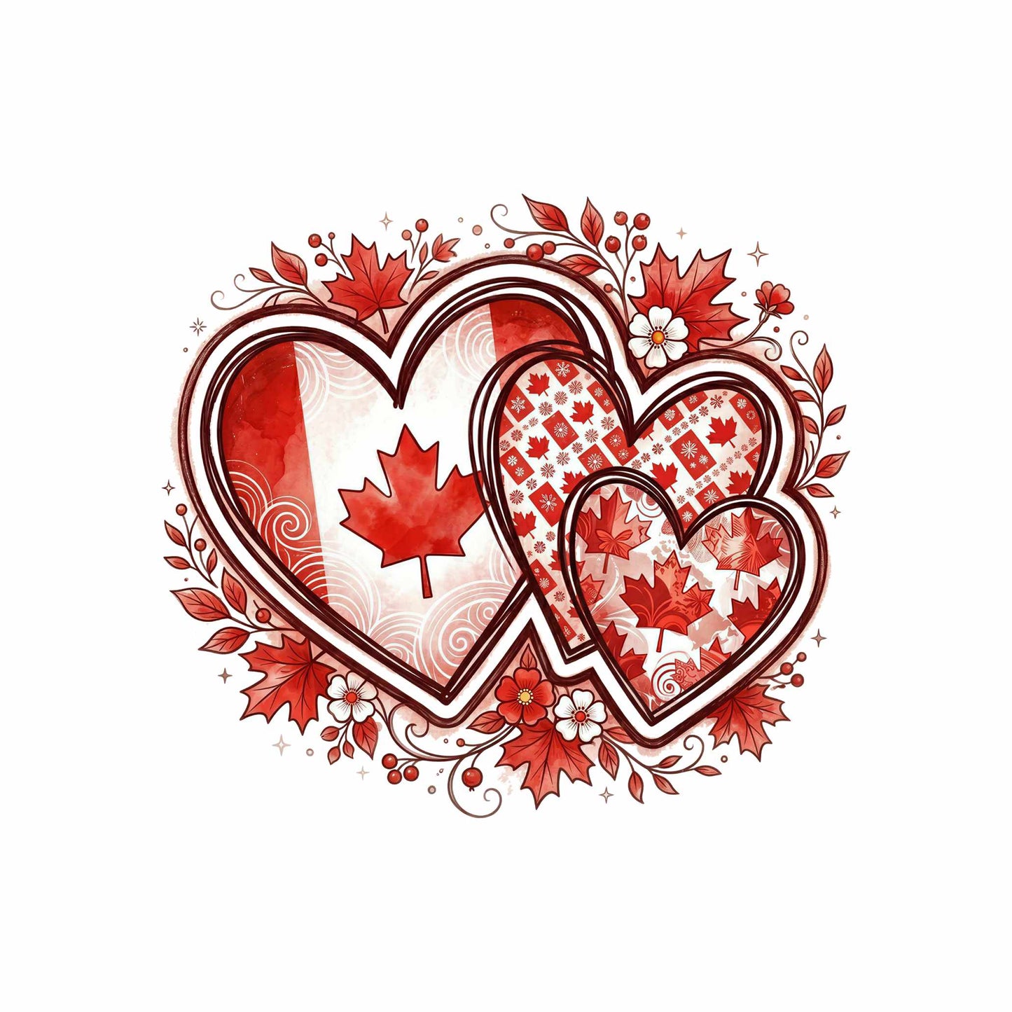 Canada Hearts Maple Leaves T-Shirt | Graphic Tee | July 1st Shirt