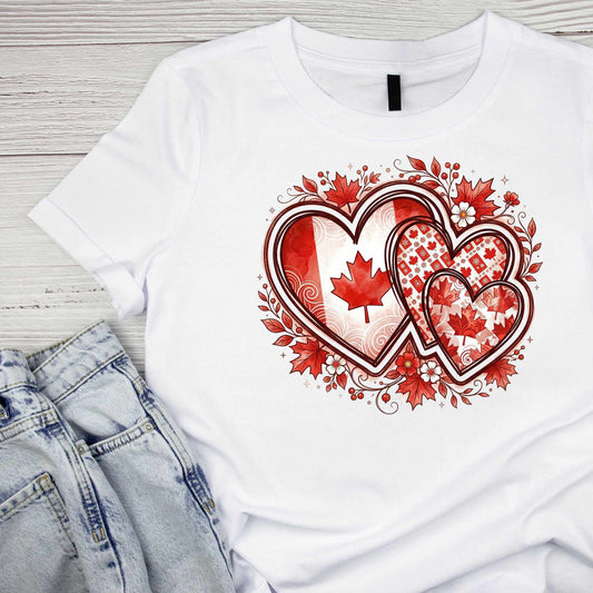 Canada Hearts Maple Leafs T-Shirt | Graphic Tee | July 1st Shirt