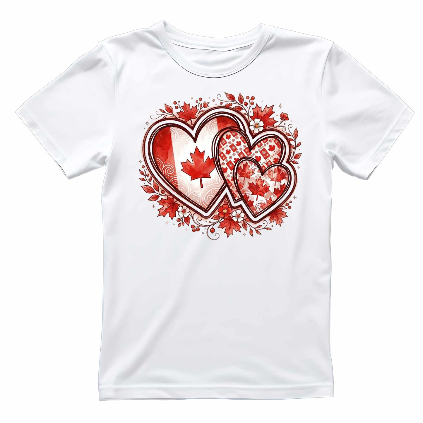 Canada Hearts Maple Leaves T-Shirt | Graphic Tee | July 1st Shirt