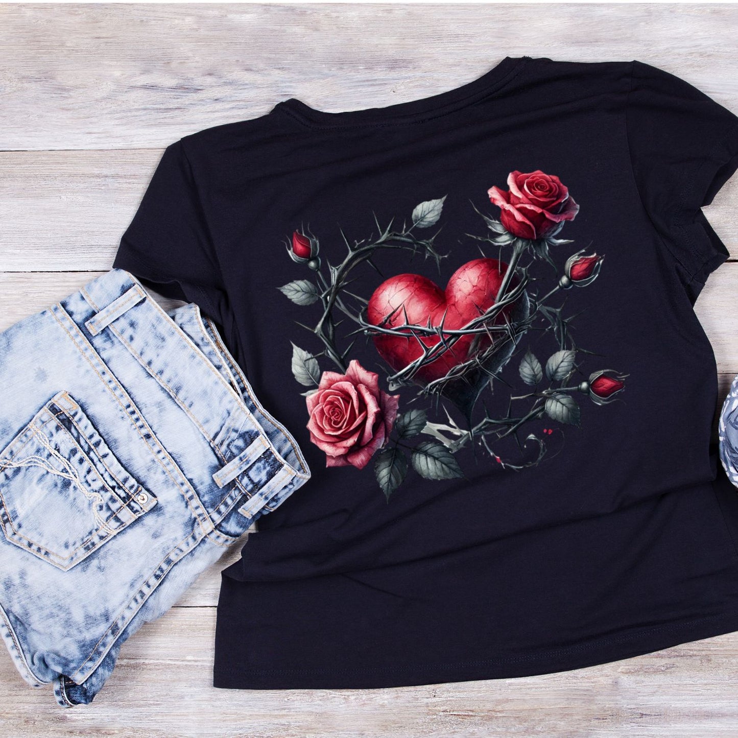 Red Heart of Thorns T-Shirt| Roses Thorn Heart | Gothic | Dark Valentine