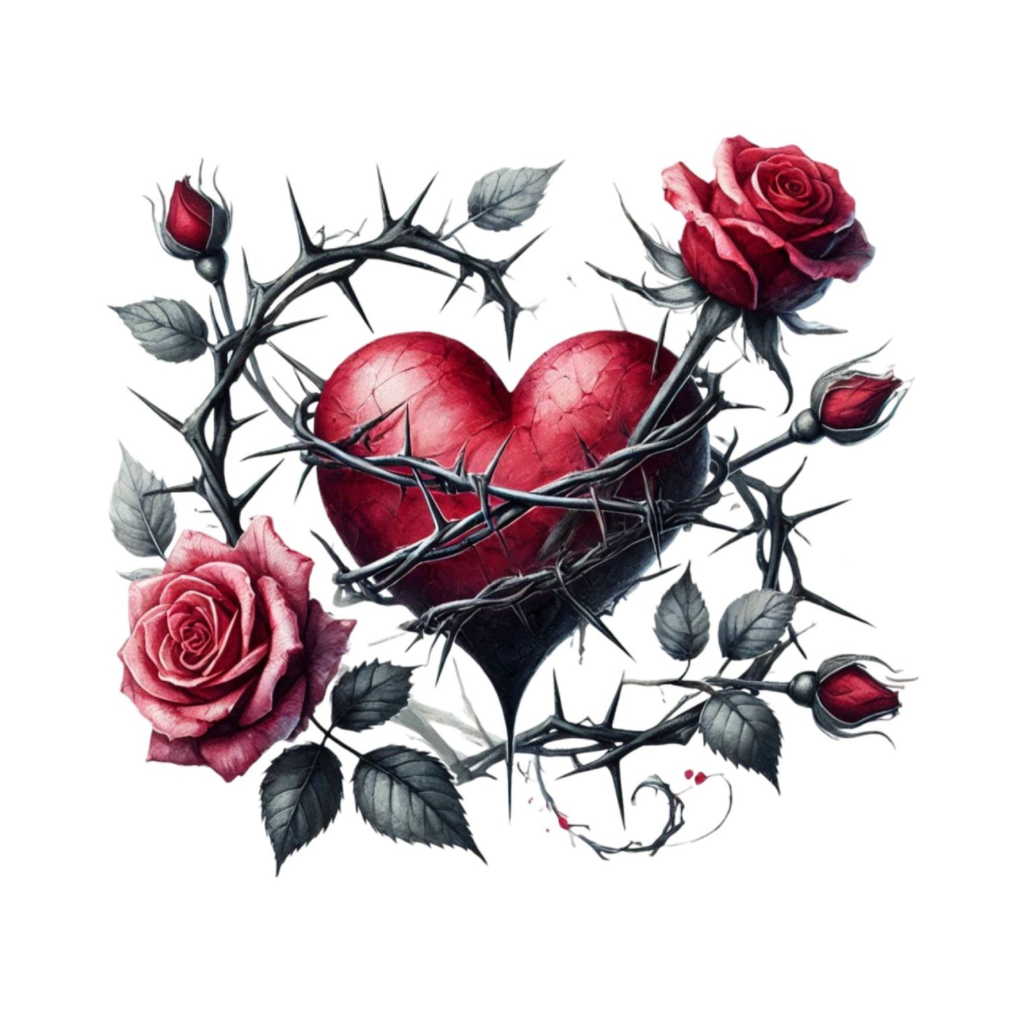 Red Heart of Thorns T-Shirt| Roses Thorn Heart | Gothic | Dark Valentine